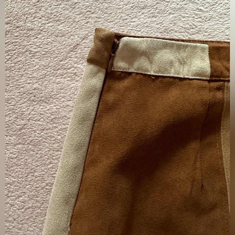 Faux Suede Patchwork Mini Skirt - Size 3. - Picture 4 of 7